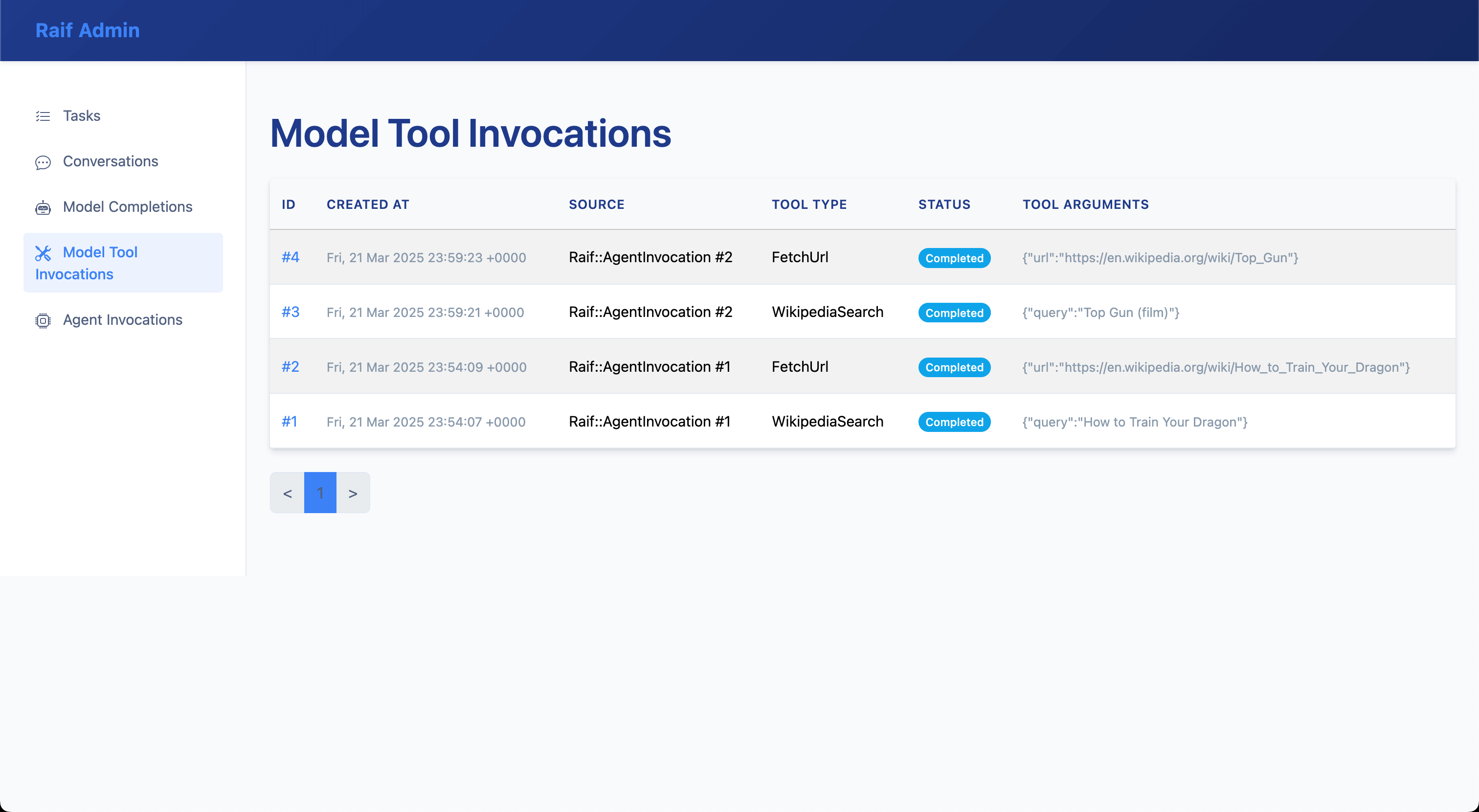 Model Tool Invocations Index