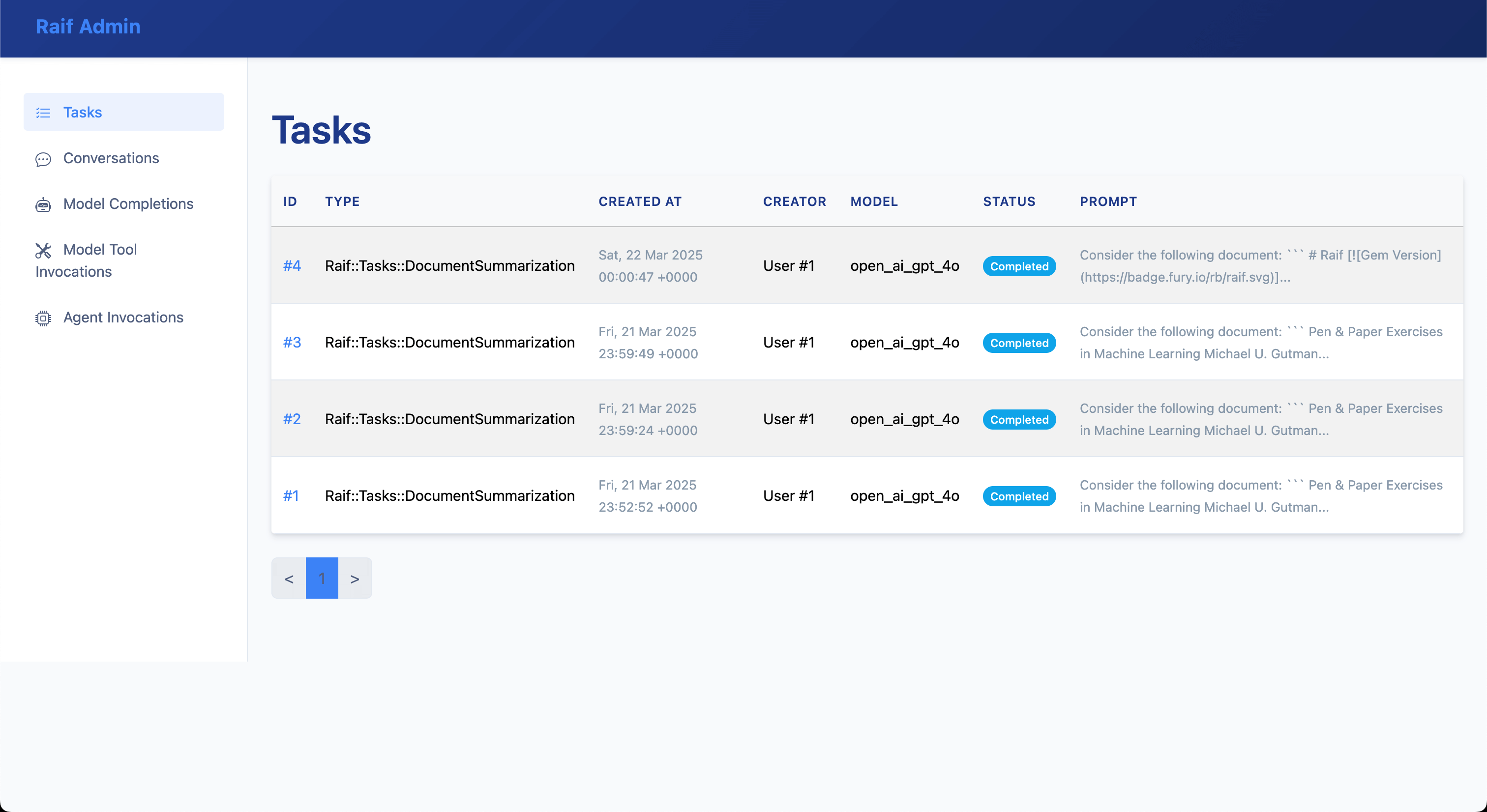 Tasks Index